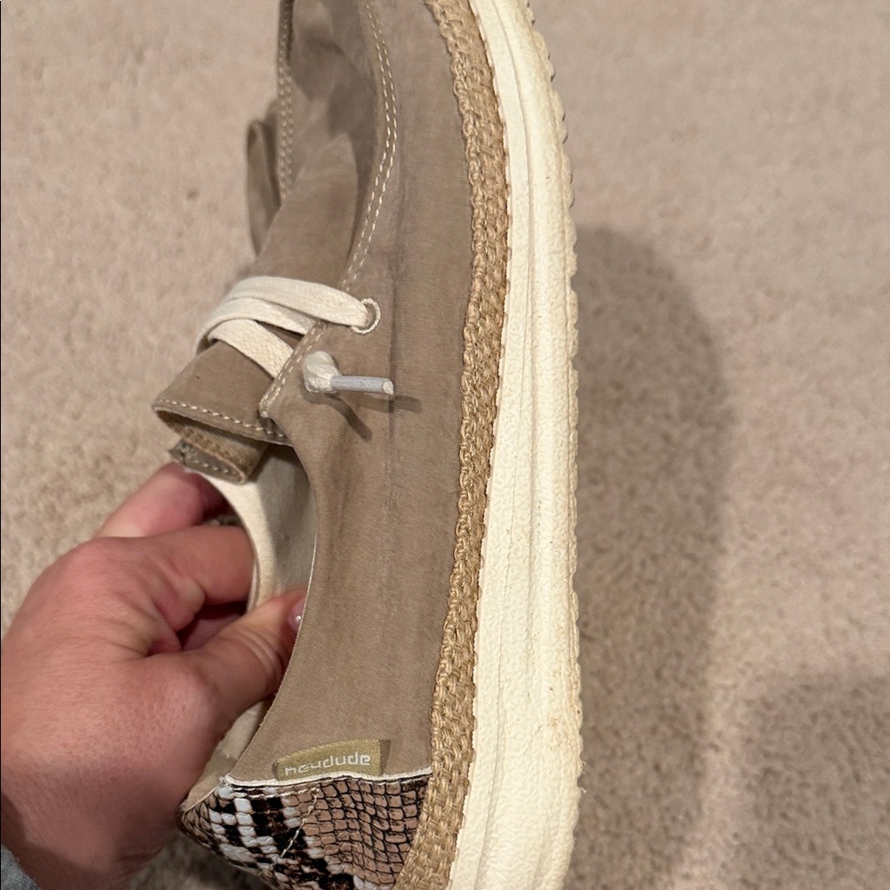 Hey Dude Wendy Python Taupe Womens Size 7 Beige Casual Walking Slip On Shoes - Picture 3 of 5